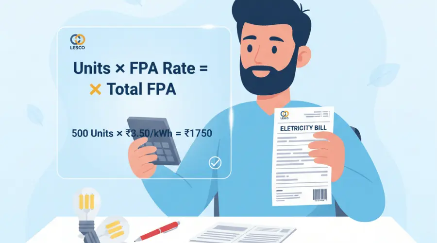 Illustration explaining how LESCO adds FPA to electricity bills.